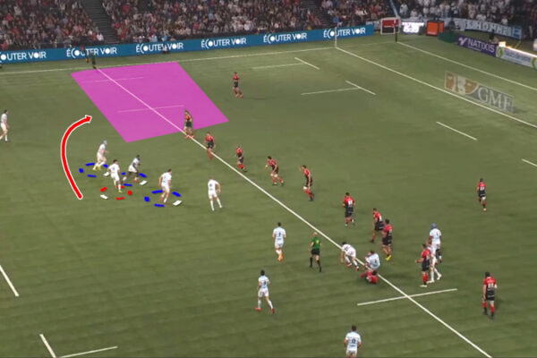 Rugby pod rotation used to maintain the 1-3-3-1 attacking structure